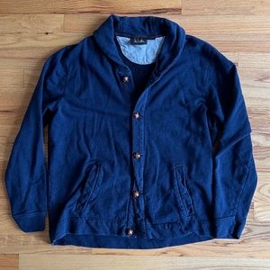 Tasso Elba men's dark blue cotton cardigan sweater size Large